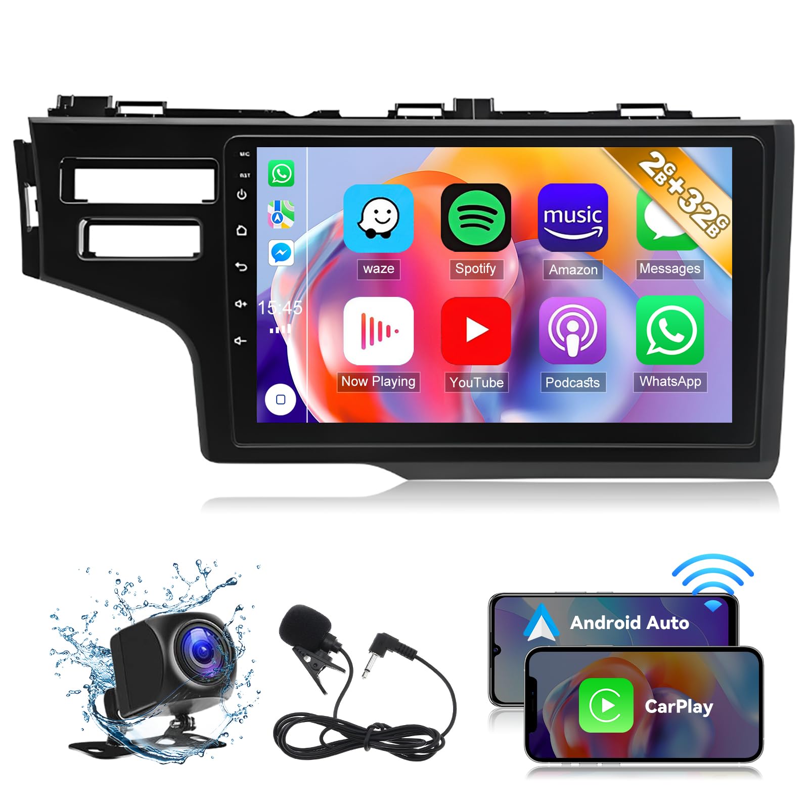 ホンダ　フィット　Android CarPlay AndroidAuto Amazon.com: Car Radio Upgrade for Honda Fit 2014 2015 2016 2017